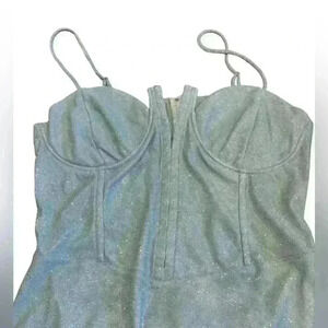ASOS Design Petite glitter corset Dress With Underwire Mini Cami Dress In Silver